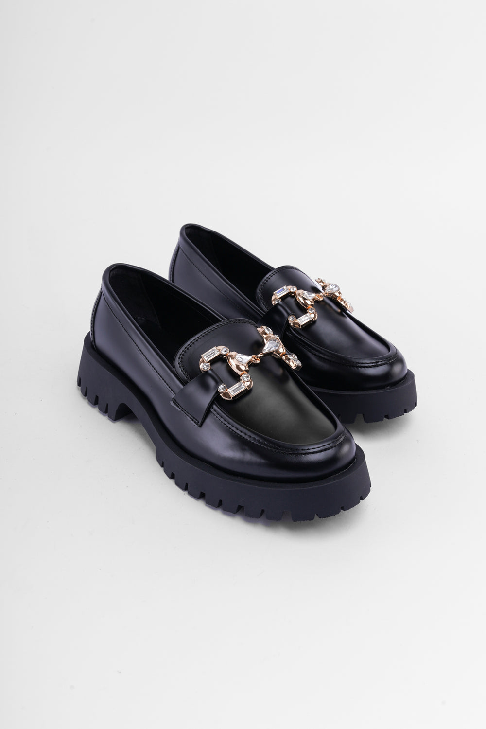 Tina Siyah Mat Rugan Taşlı Toka Deaylı Kadın Loafer
