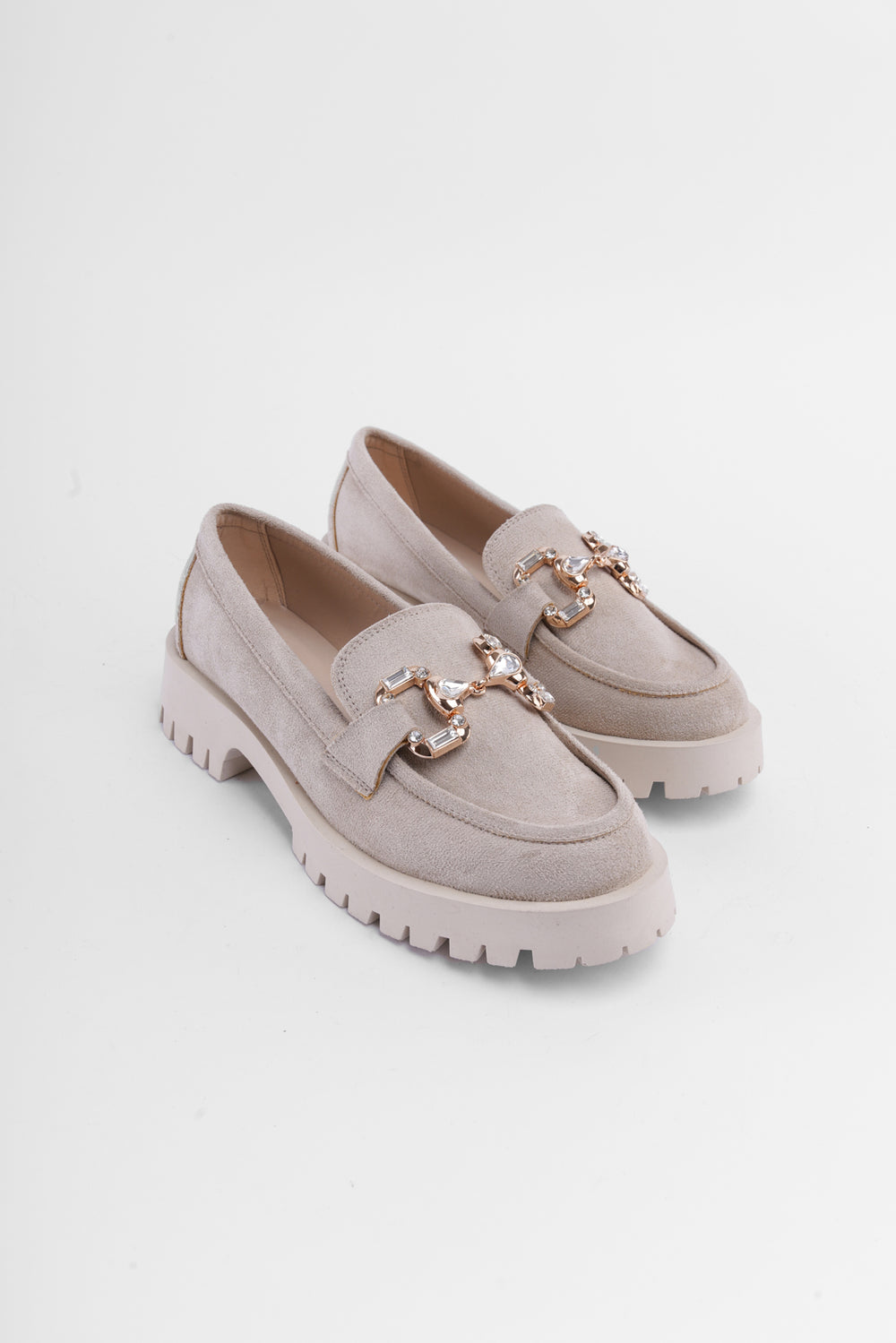 Tina Bej Süet Taşlı Toka Detaylı Kadın Loafer