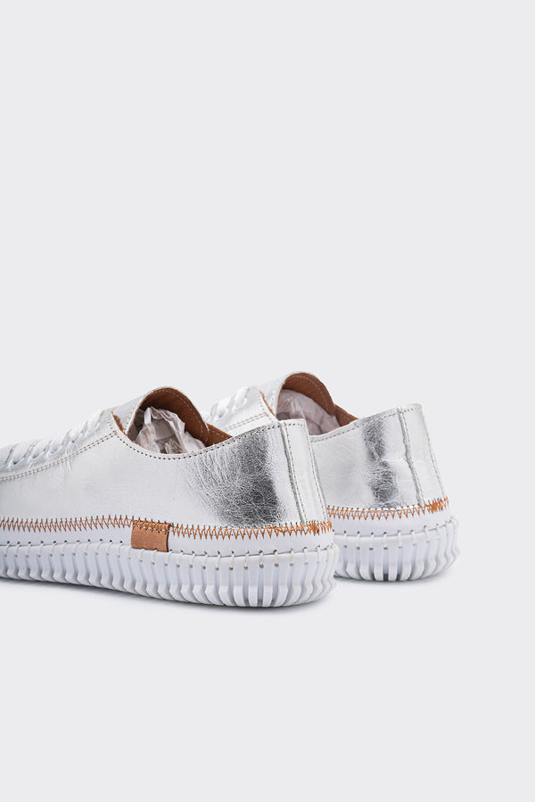 Yulin Gümüş Hakiki Deri Kadın Sneaker