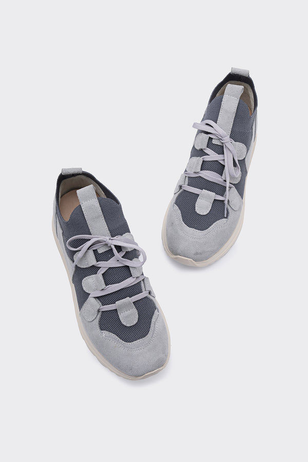 Kardy Açık Mavi Hakiki Süet Deri & Triko Kadın Sneaker
