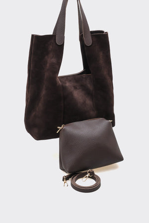 SÇ495  Kahverengi  Süet Hakiki Deri Kol Kadın Çanta