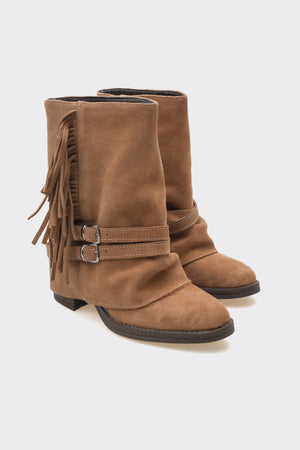 Leros Taba Hakiki Deri Süet Kadın Bot