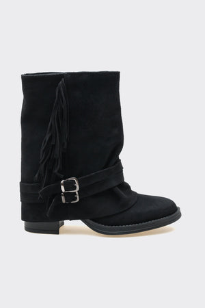 Leros Siyah Hakiki Deri Süet  Kadın Bot
