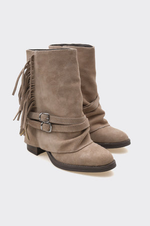 Leros Vizon  Hakiki Deri Süet Kadın Bot