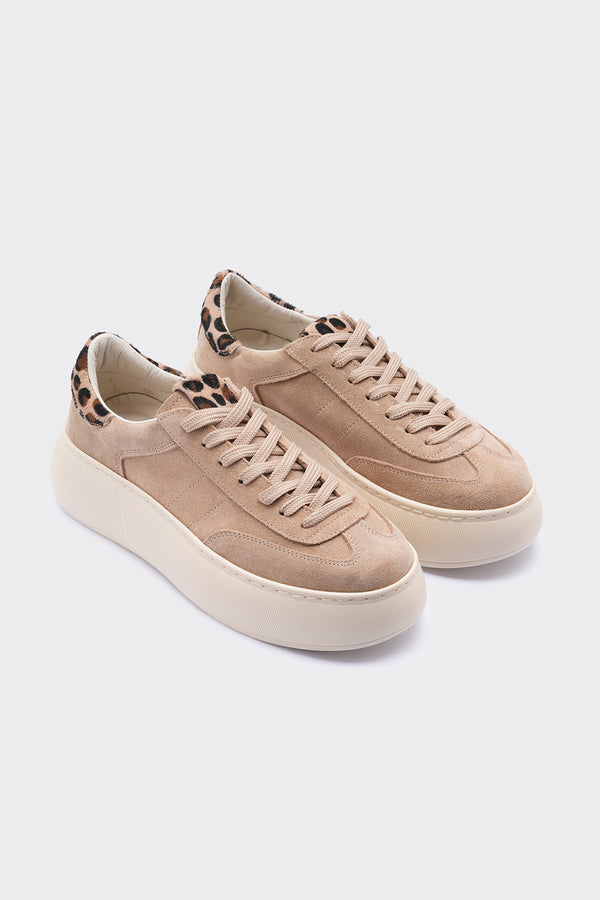 Mappa Bej Süet Hakiki Bağcık Detaylı Kadın  Sneaker