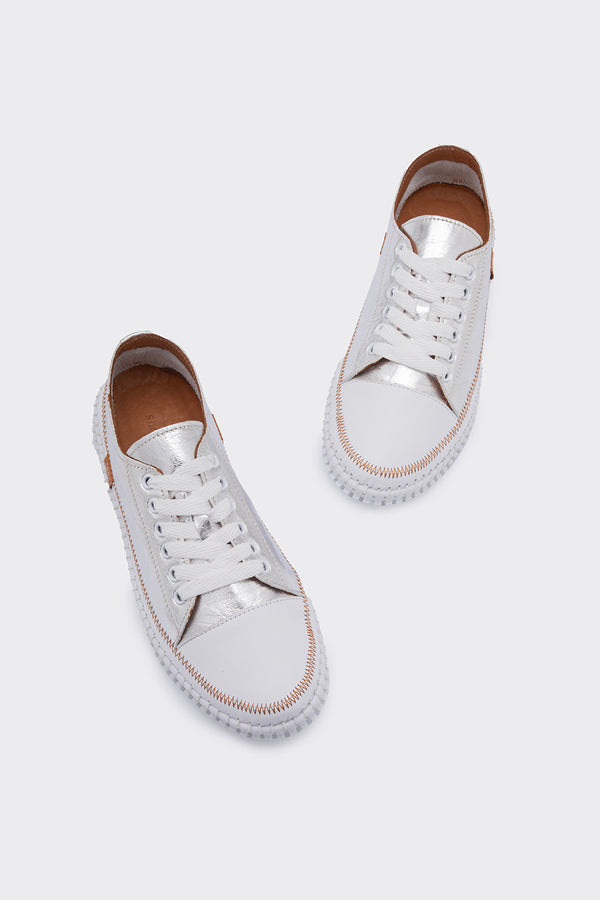 Yulin Gümüş Hakiki Deri Kadın Sneaker