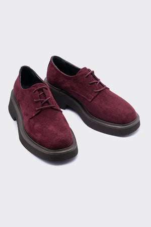Mask Bordo  Süet Bağcık Detaylı  Kadın Loafer