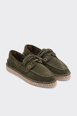 Mako Haki Hakiki Deri Süet Kadın Espadril Makosen