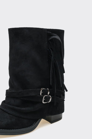 Leros Siyah Hakiki Deri Süet  Kadın Bot