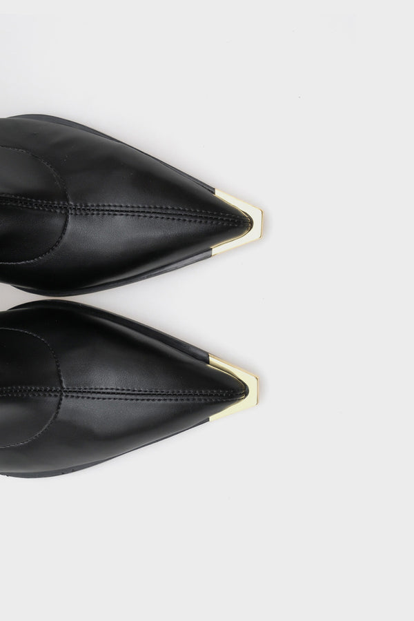 Saran Siyah Streç Topuklu Kadın Bot