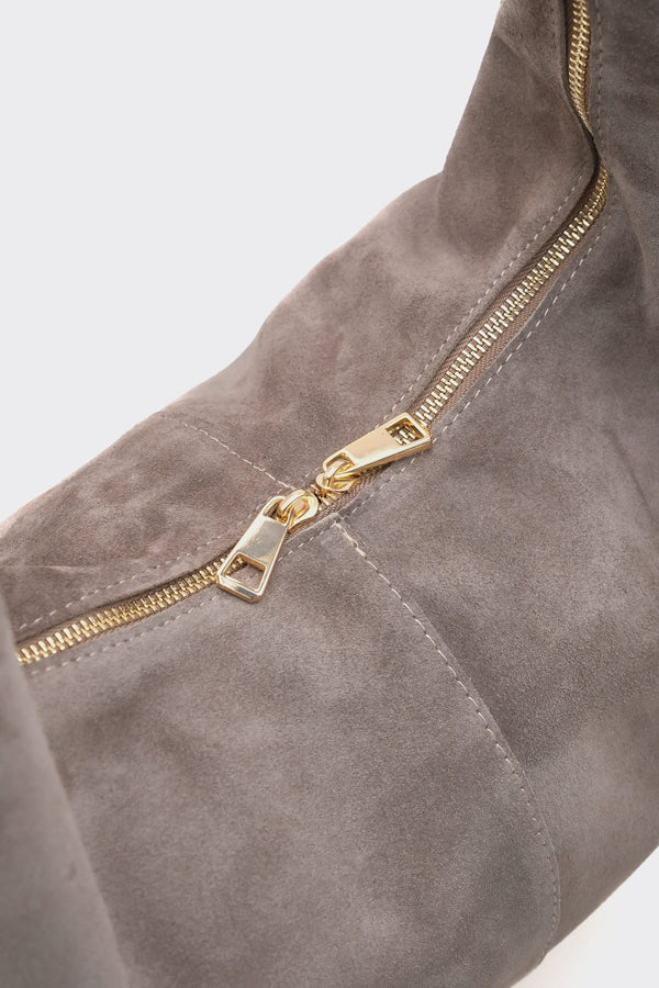 SÇ482 Vizon Süet Hakiki Deri Omuz Askılı Kadın Çanta