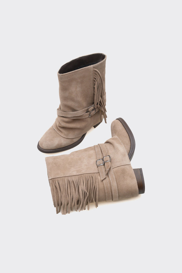 Leros Vizon  Hakiki Deri Süet Kadın Bot