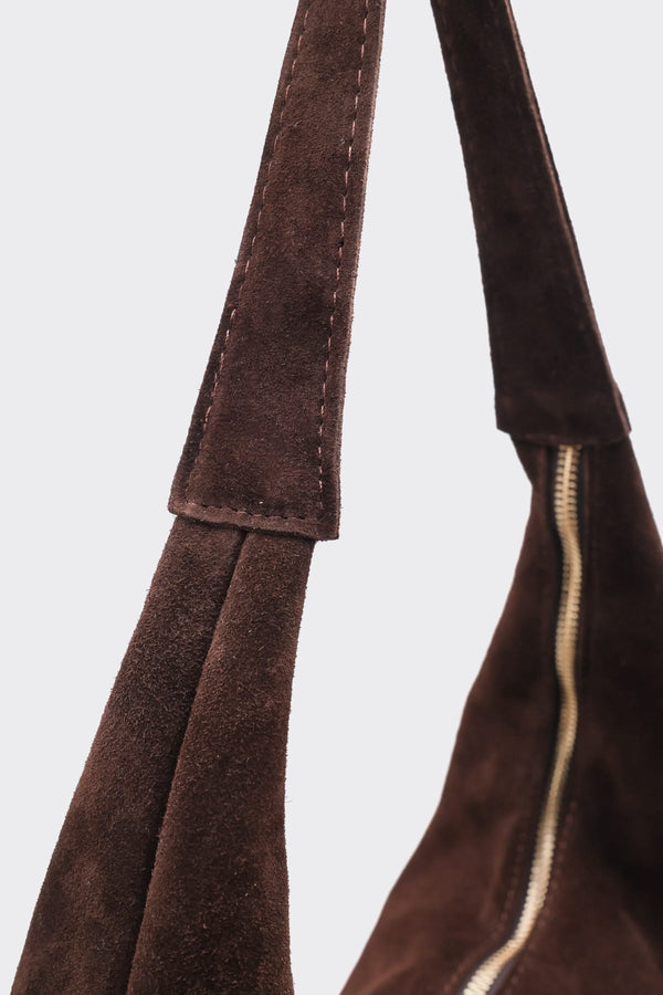 SÇ482 Kahverengi  Süet Hakiki Deri Omuz Askılı Kadın Çanta