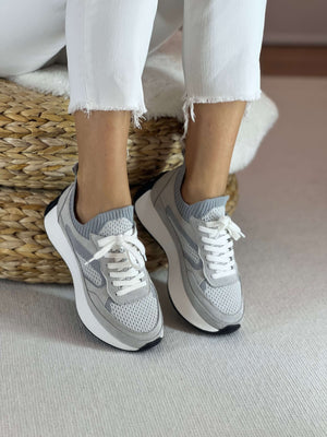 Terry Gri Triko Bağcıklı Kadın Sneaker