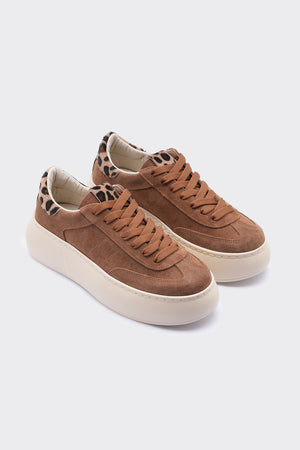 Mappa Camel Süet Hakiki Deri  Bağcık Detaylı KadınSneaker