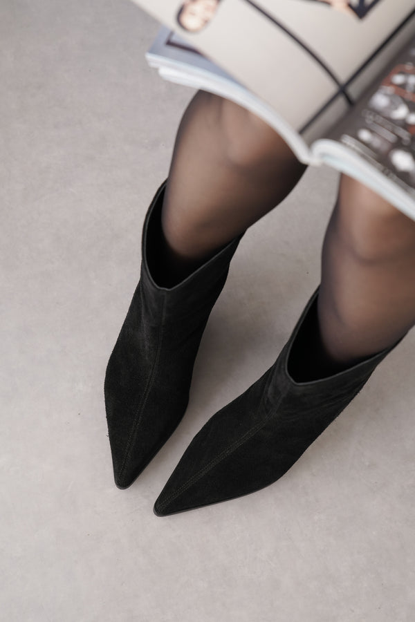 Gayda Siyah Hakiki Deri Süet Kadın Bot