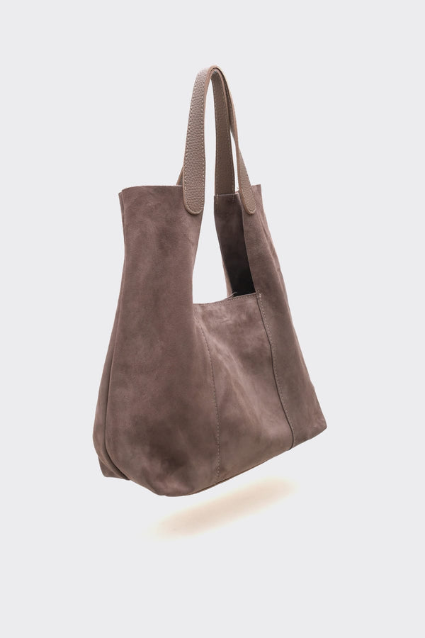 SÇ495 Vizon  Süet Hakiki Deri Kol Kadın Çanta