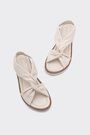 Wonder Krem Hakiki Deri Kadın Sandalet