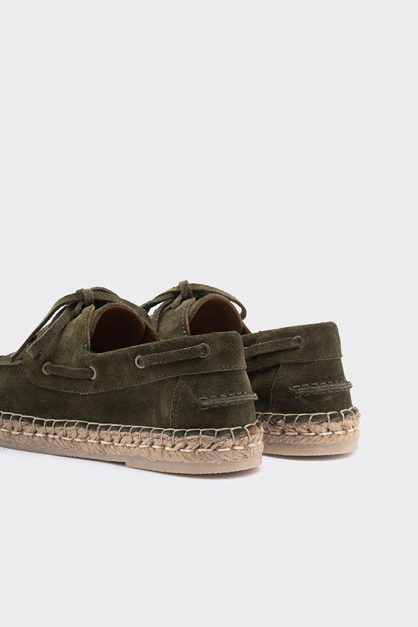 Mako Haki Hakiki Deri Süet Kadın Espadril Makosen