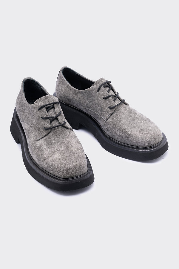 Mask Gri  Süet Bağcık Detaylı Kadın Loafer