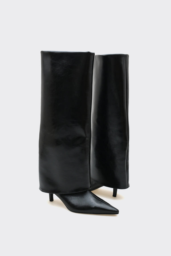 Bessa Siyah Vegan Suni Deri  Kadın Çizme