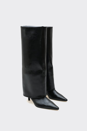 Bessa Siyah Vegan Suni Deri  Kadın Çizme