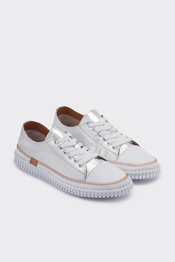 Yulin Gümüş Hakiki Deri Kadın Sneaker