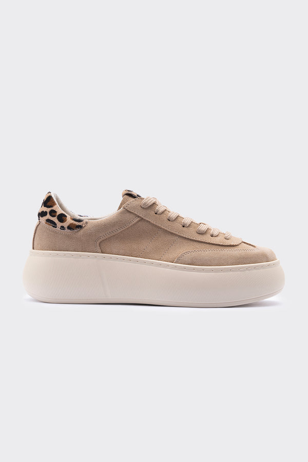 Mappa Bej Süet Hakiki Bağcık Detaylı Kadın  Sneaker