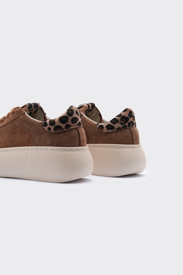 Mappa Camel Süet Hakiki Deri  Bağcık Detaylı KadınSneaker