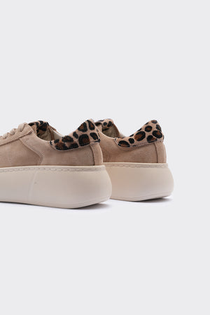 Mappa Bej Süet Hakiki Bağcık Detaylı Kadın  Sneaker