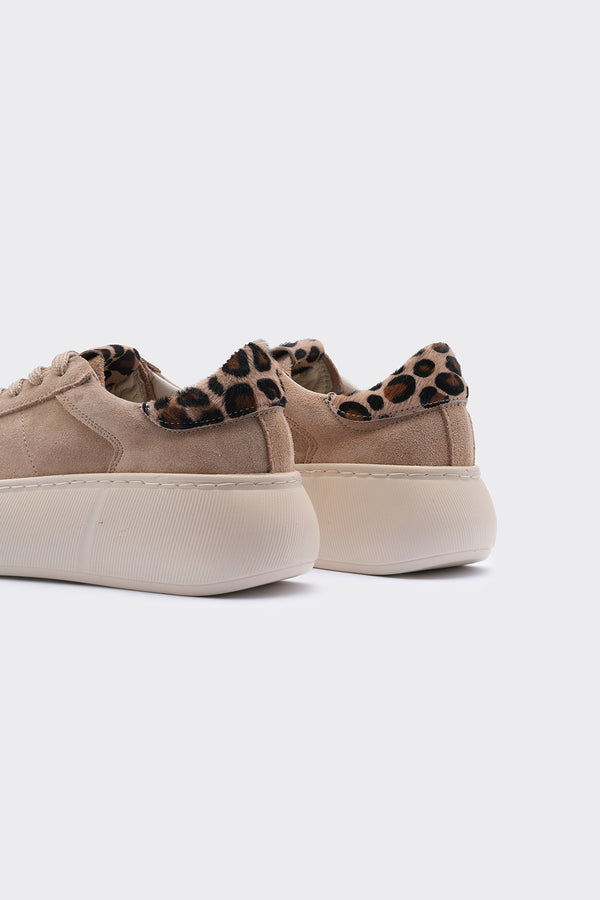 Mappa Bej Süet Hakiki Bağcık Detaylı Kadın  Sneaker