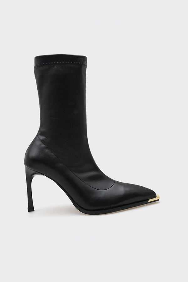 Saran Siyah Streç Topuklu Kadın Bot