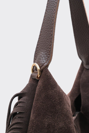 SÇ487 Kahverengi  Süet Hakiki Deri Kol Kadın Çanta