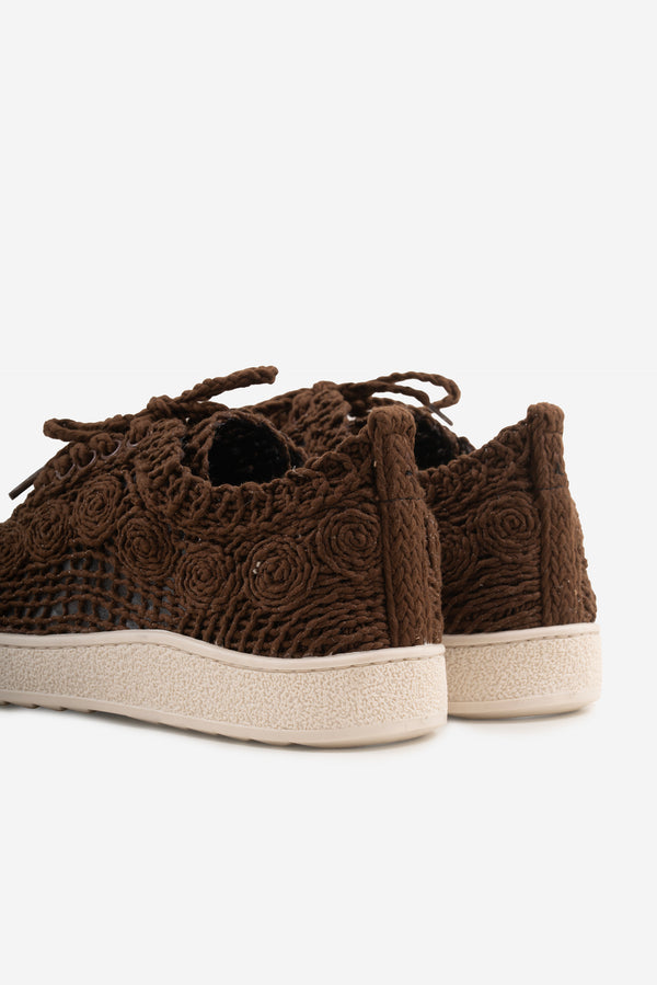 Blondi Kahve Koton Örgü Detaylı Bağcıklı Kadın Spor Ayakkabı