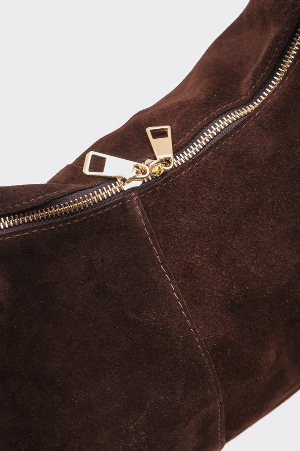 SÇ482 Kahverengi  Süet Hakiki Deri Omuz Askılı Kadın Çanta