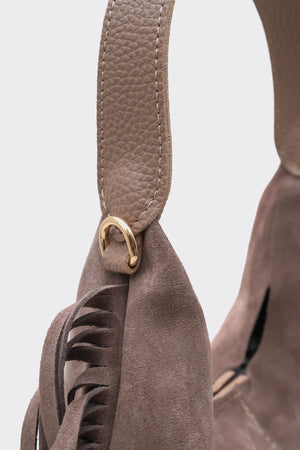 SÇ487 Vizon Süet Hakiki Deri Kol Kadın Çanta