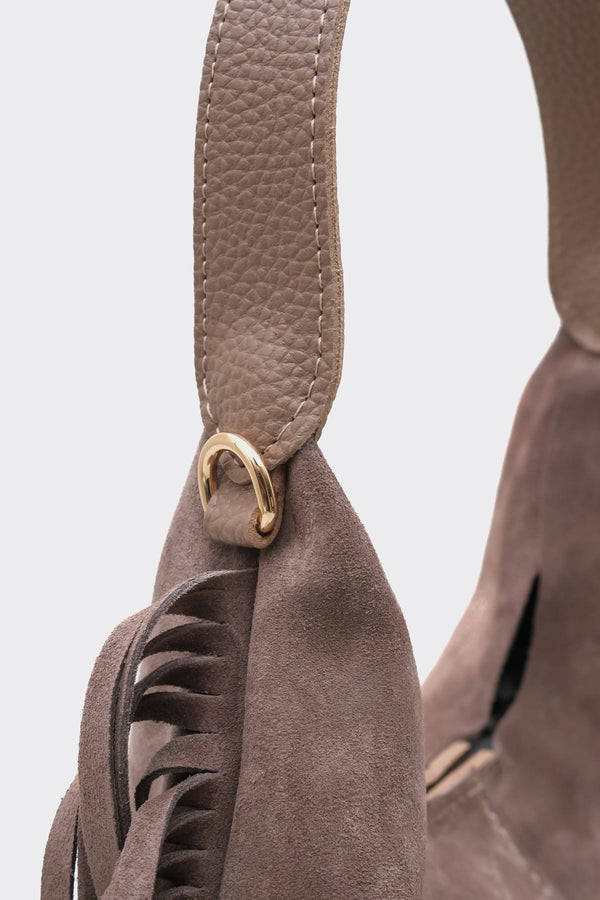 SÇ487 Vizon Süet Hakiki Deri Kol Kadın Çanta