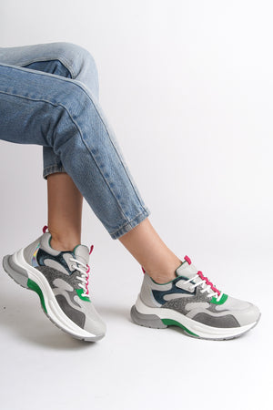 Saylor Gri Simli Bağcıklı Günlük Kadın Sneaker