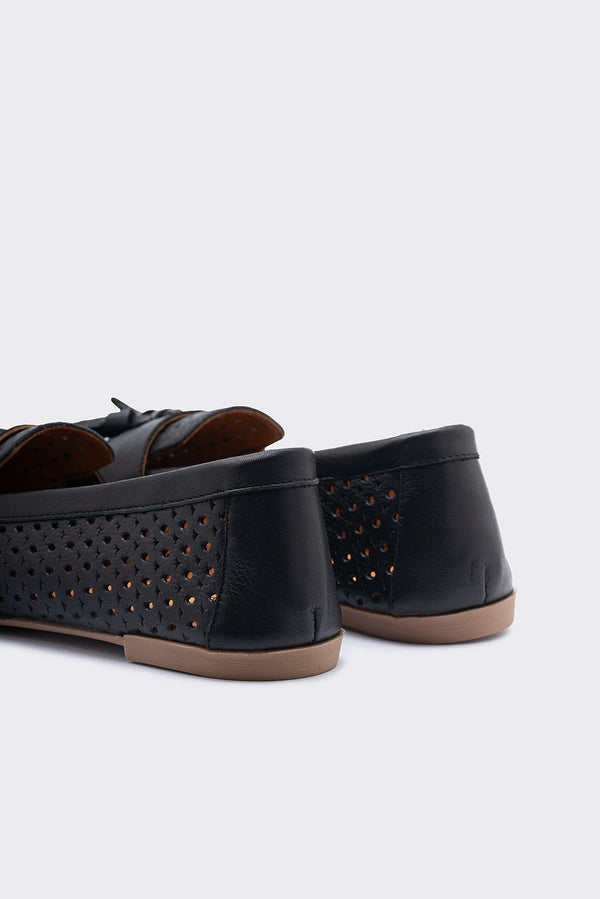 Aroya Siyah Hakiki Deri Kadın Loafer