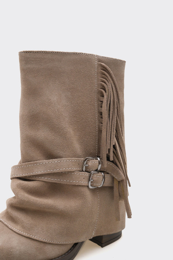 Leros Vizon  Hakiki Deri Süet Kadın Bot