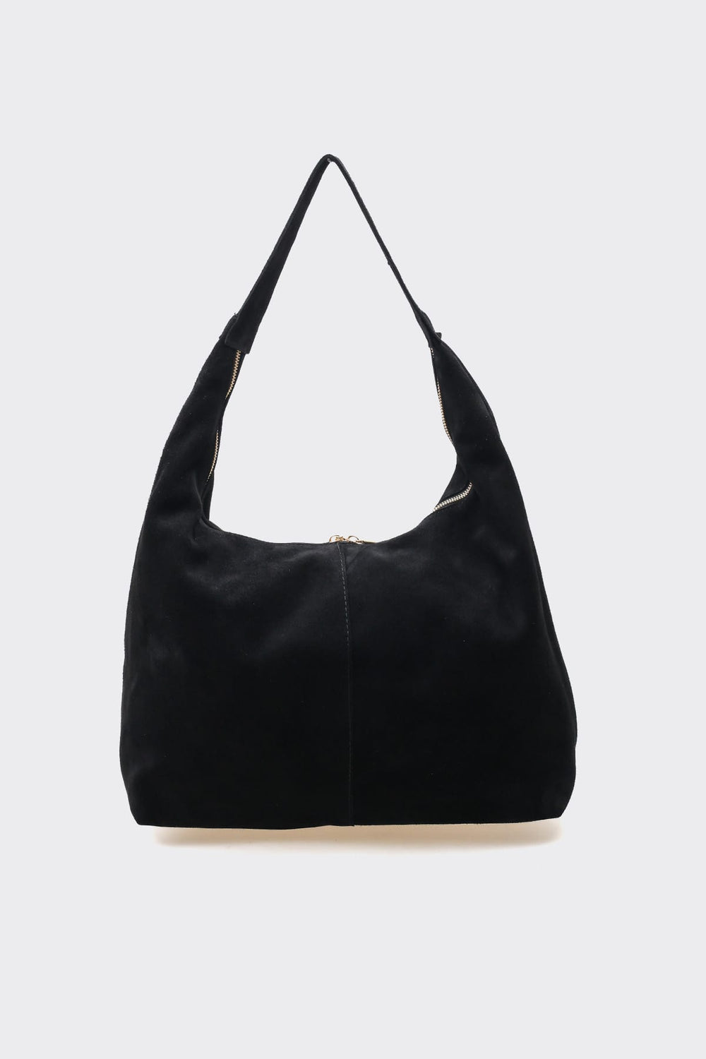 SÇ482 Siyah Süet Hakiki Deri Omuz Askılı Kadın Çanta