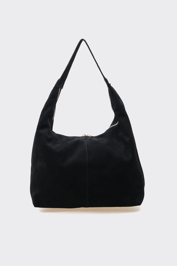 SÇ482 Siyah Süet Hakiki Deri Omuz Askılı Kadın Çanta