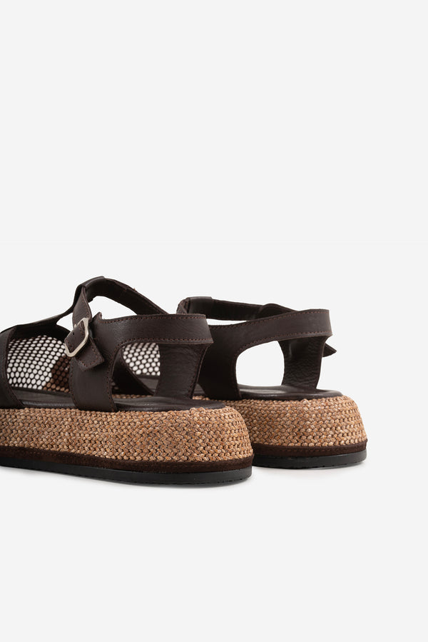 Marzo  Kahve  Hakiki Deri &File Kadın Sandalet