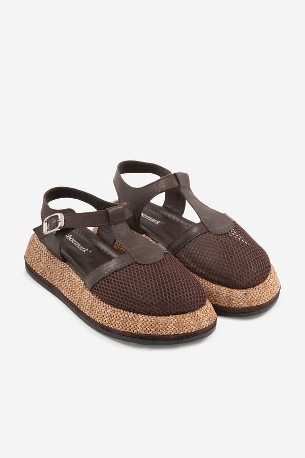 Marzo  Kahve  Hakiki Deri &File Kadın Sandalet