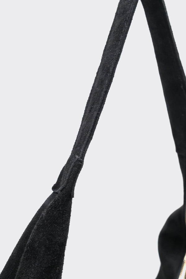 SÇ482 Siyah Süet Hakiki Deri Omuz Askılı Kadın Çanta