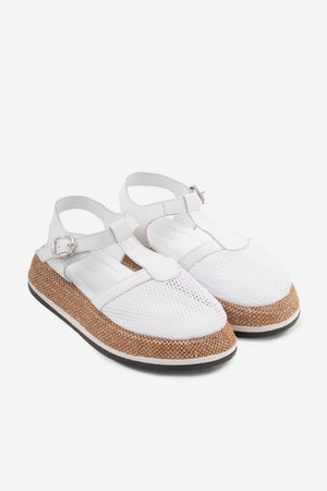 Marzo  Beyazj Hakiki Deri &File Kadın Sandalet