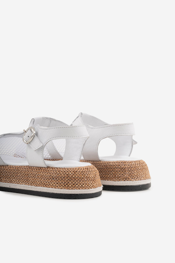 Marzo  Beyazj Hakiki Deri &File Kadın Sandalet