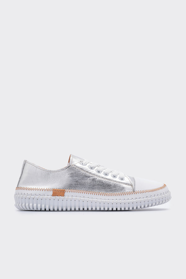 Yulin Gümüş Hakiki Deri Kadın Sneaker