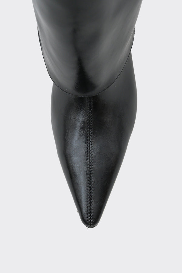 Bessa Siyah Vegan Suni Deri  Kadın Çizme