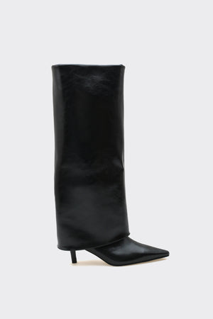 Bessa Siyah Vegan Suni Deri  Kadın Çizme